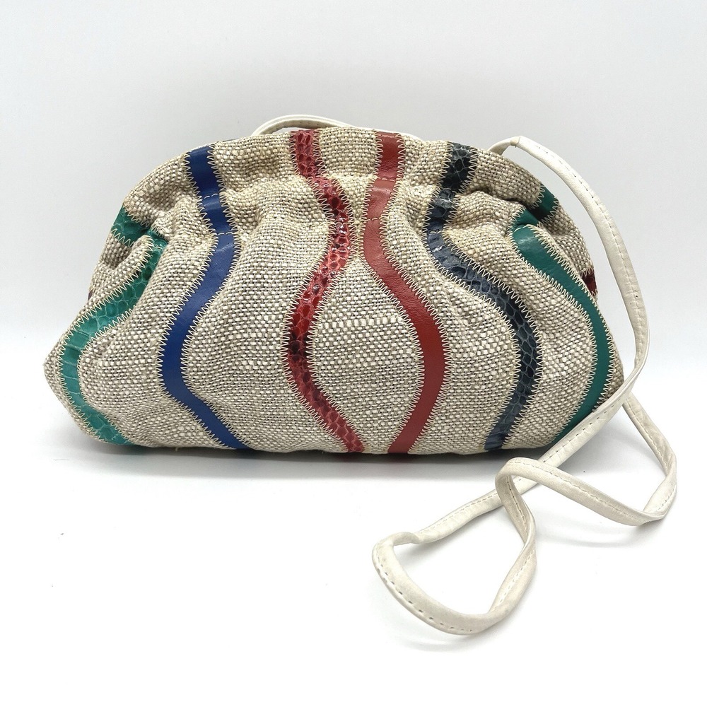 Dimitri Handbags‎ Woven Patchwork Clutch Bag Cream Multi Color